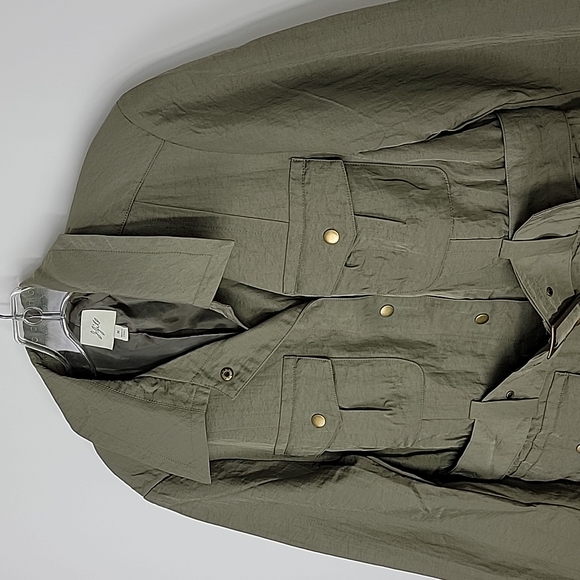J.JILL snap front lined safari trench belted jacket in green size medium - Picture 1 of 10